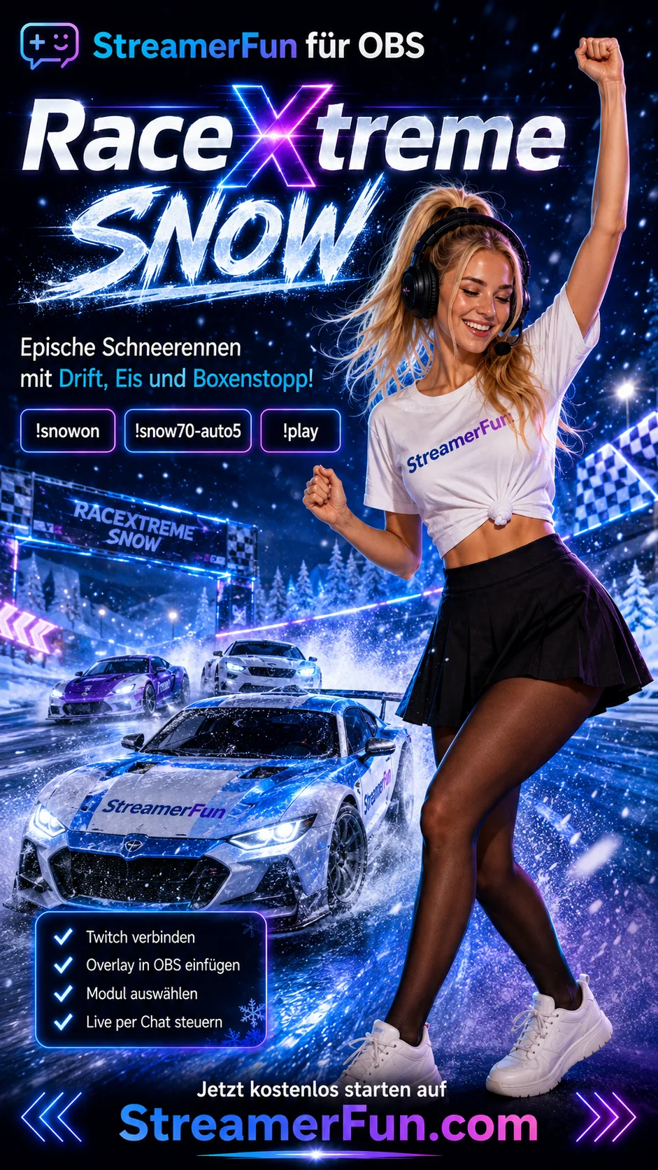RaceXtreme Snow – Schneerennen mit Drift, Eis und Boxenstopp