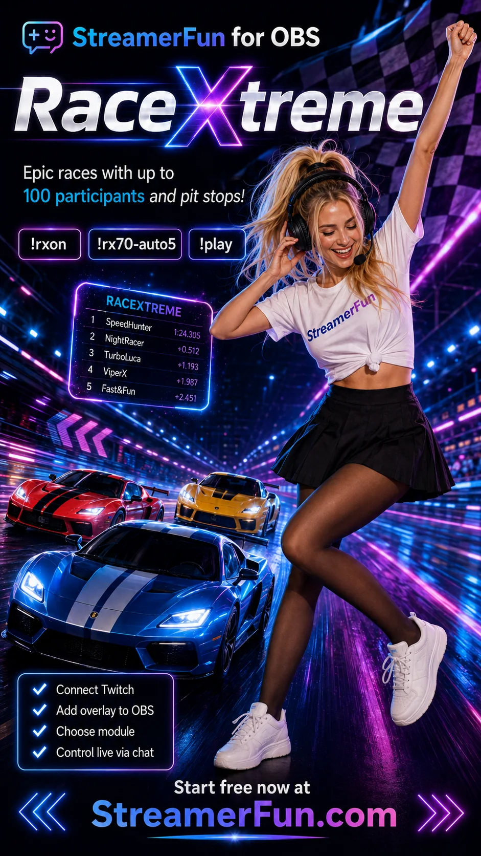 RaceXtreme – epic Twitch Chat racing for StreamerFun and OBS